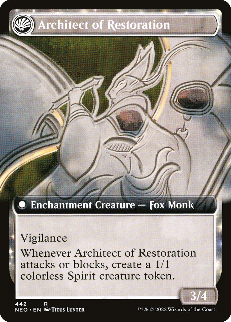The Restoration of Eiganjo (Extended Art) (NEO-442) - Kamigawa: Neon Dynasty: (Extended Art, fandfc, enchantment)