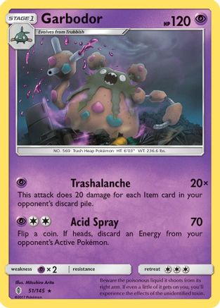 Garbodor 051 - Reverse Holofoil SM Guardians Rising - Rare
