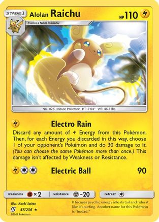 Alolan Raichu 057 - Reverse Holofoil SM Unified Minds - Holo Rare