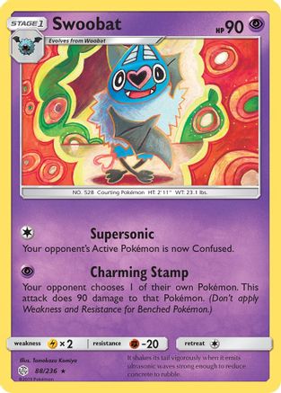 Swoobat 088 - Reverse Holofoil SM Cosmic Eclipse - Rare