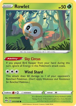 Rowlet 011 SWSH03 Darkness Ablaze - Common