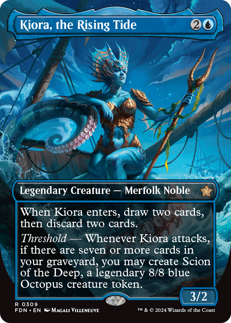 Kiora, the Rising Tide (Borderless) (FDN-309) - Foundations Foil