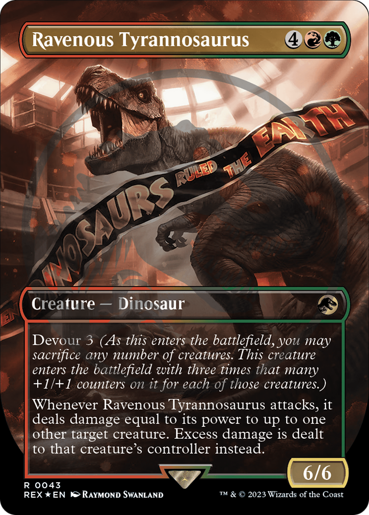 Ravenous Tyrannosaurus (Borderless) (Emblem) (REX-043) - Jurassic World Collection Foil