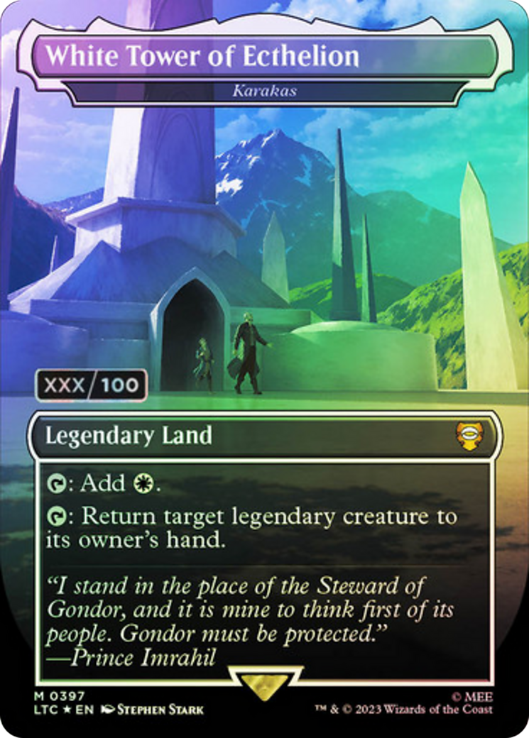 White Tower of Ecthelion - Karakas (Serial Numbered) (LTC-397) - Tales of Middle-earth Commander / White Tower of Ecthelion (Borderless) Foil