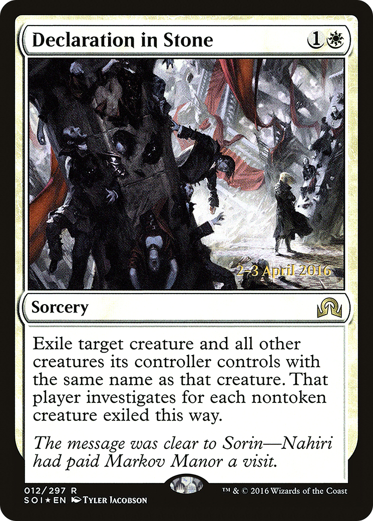 Declaration in Stone (PRE-012) - Shadows over Innistrad Promos Foil