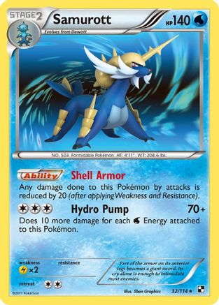 Samurott (32) (32) 032/114 - Reverse Holofoil Black and White - Holo Rare