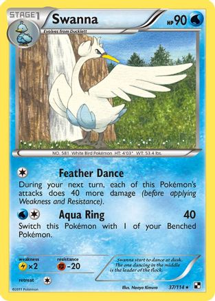 Swanna - Reverse Holofoil Black and White - Rare