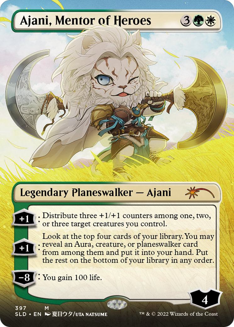 Ajani, Mentor of Heroes (Borderless) (SLD-397) - Secret Lair Drop Foil