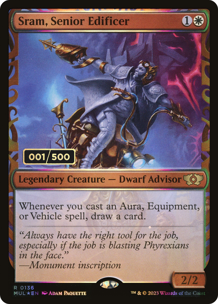 Sram, Senior Edificer (Serial Numbered) (MUL-136) - Multiverse Legends: (Showcase) Foil