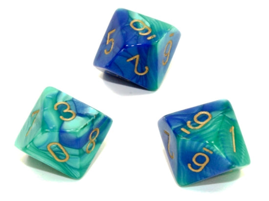Dice: 10x D10: Gemini: Astral Blue-Teal/Gold