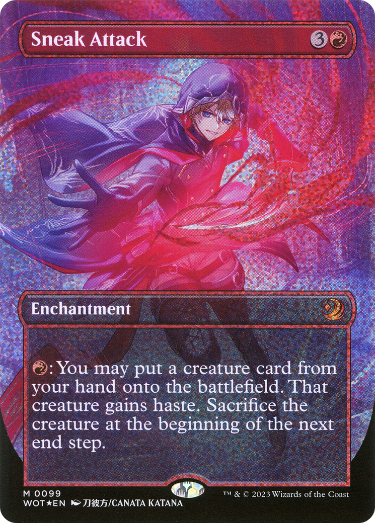 Sneak Attack (Anime Borderless) (Confetti Foil) (WOT-099) - Wilds of Eldraine: Enchanting Tales Foil