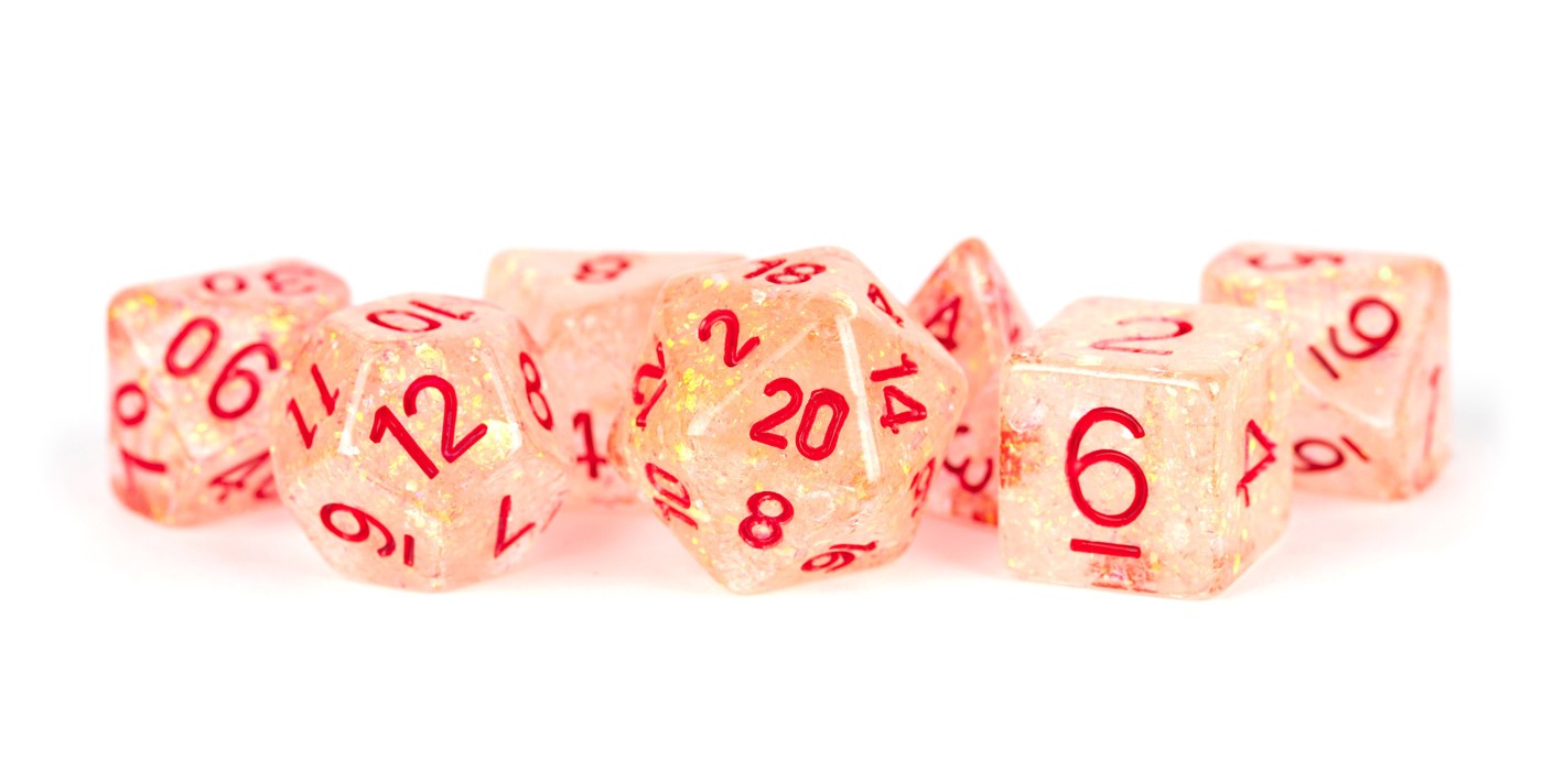 Dice: 7 pc: 16 mm: Resin: Flash Red