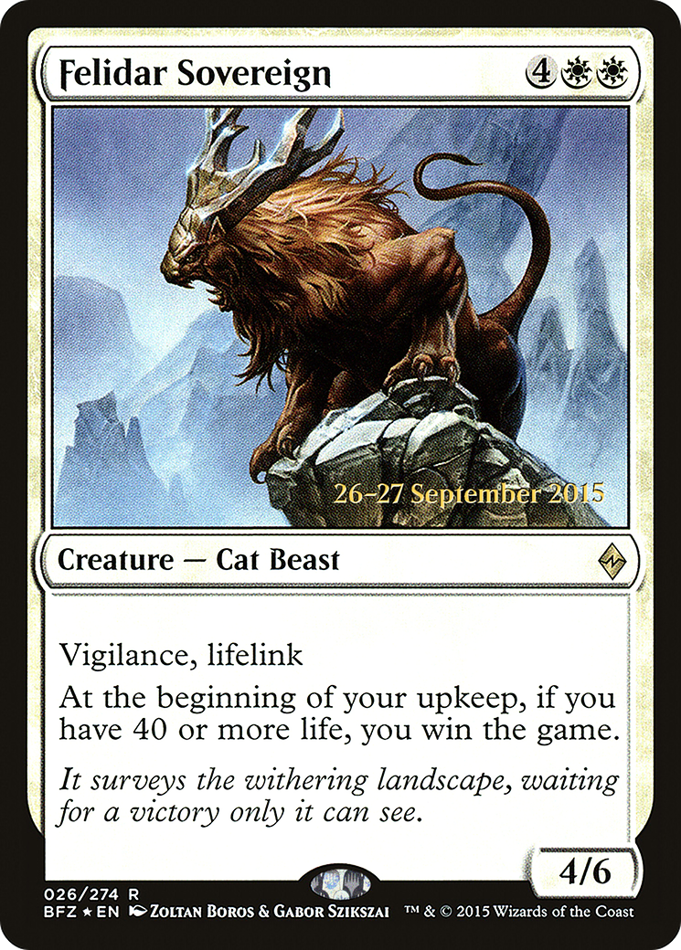 Felidar Sovereign (PRE-026) - Battle for Zendikar Promos Foil