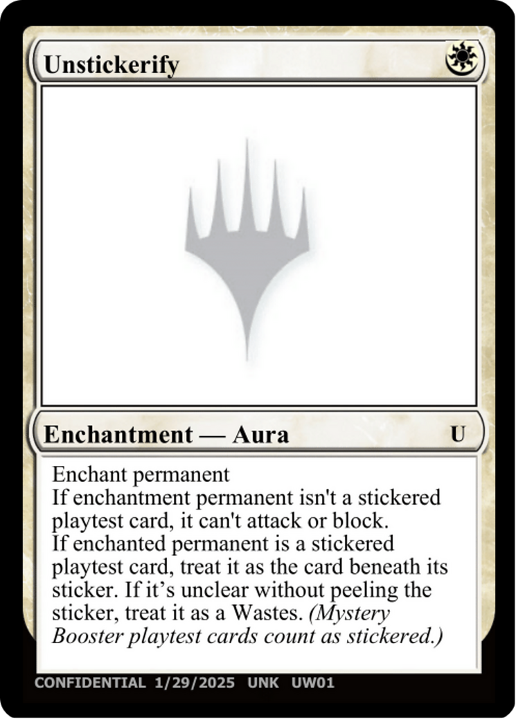 Unstickerify (-) - Un-Known Event Playtest Cards