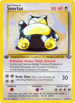Snorlax (27) (27) 027  - 1st Edition Jungle - Rare