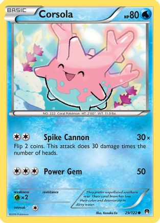 Corsola 029  - Reverse Holofoil XY  BREAKpoint - Common