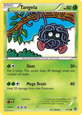 Tangela 001  - Reverse Holofoil XY  Steam Siege - Common