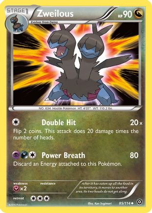 Zweilous 085  - Reverse Holofoil XY  Steam Siege - Uncommon