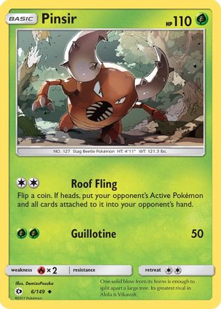 Pinsir 006  - Reverse Holofoil SM Base Set - Uncommon