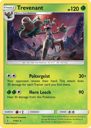 Trevenant/145  - Reverse Holofoil SM  Guardians Rising - Rare
