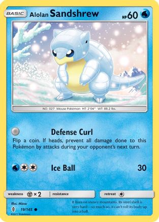 Alolan Sandshrew 019  - Reverse Holofoil SM  Guardians Rising - Common