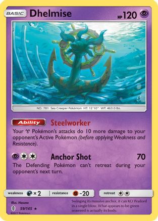Dhelmise 059/145  - Reverse Holofoil SM  Guardians Rising - Holo Rare