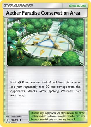Aether Paradise Conservation Area 116  - Reverse Holofoil SM  Guardians Rising - Uncommon