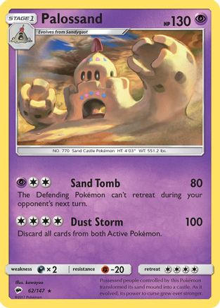 Palossand 062  - Holofoil SM  Burning Shadows - Holo Rare