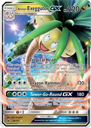 Alolan Exeggutor GX 074  - Holofoil SM  Crimson Invasion - Ultra Rare