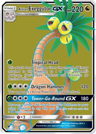 Alolan Exeggutor GX (Full Art) 107  - Holofoil SM  Crimson Invasion - Ultra Rare
