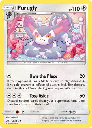 Purugly 109  - Reverse Holofoil SM  Ultra Prism - Uncommon