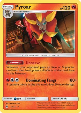 Pyroar  - Reverse Holofoil SM  Forbidden Light - Holo Rare