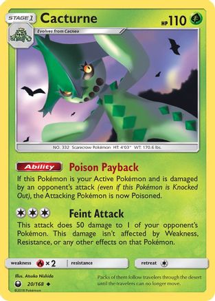 Cacturne  - Reverse Holofoil SM  Celestial Storm - Uncommon