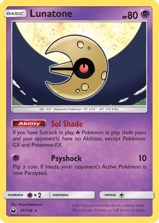 Lunatone  - Holofoil SM  Celestial Storm - Holo Rare