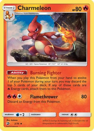 Charmeleon 002  - Reverse Holofoil Dragon Majesty - Uncommon