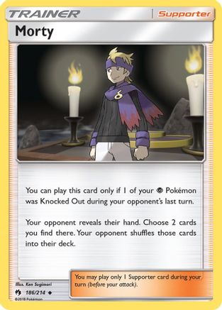 Morty 186  - Reverse Holofoil SM  Lost Thunder - Uncommon