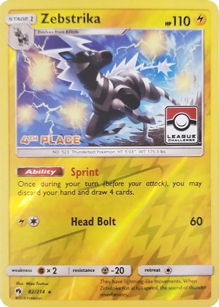 Zebstrika - 82/214 (League Challenge) [4th Place]/214  - Reverse Holofoil League & Championship Cards - Promo
