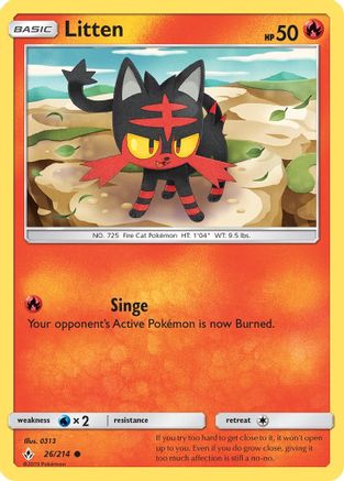 Litten (26) (26) 026  - Reverse Holofoil SM  Unbroken Bonds - Common