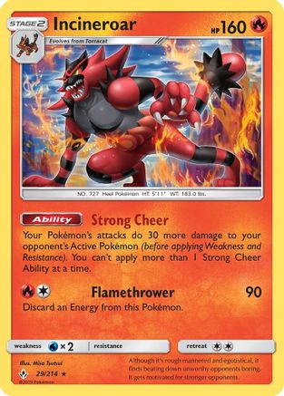 Incineroar 029/214  - Reverse Holofoil SM  Unbroken Bonds - Rare