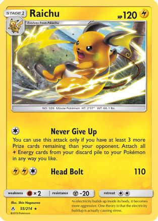 Raichu 055  - Reverse Holofoil SM  Unbroken Bonds - Rare