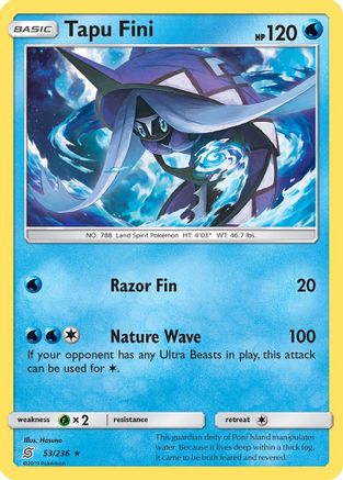 Tapu Fini 053  - Reverse Holofoil SM  Unified Minds - Rare