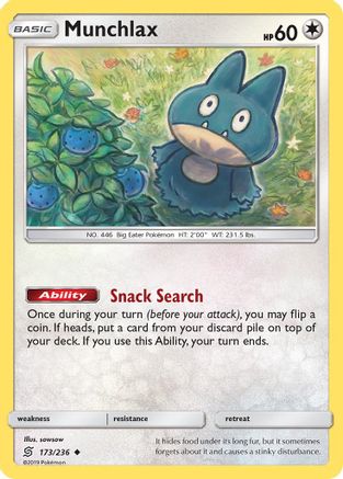 Munchlax 173  - Reverse Holofoil SM  Unified Minds - Uncommon