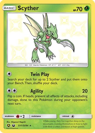 Scyther SV1  - Holofoil Hidden Fates Shiny Vault - Shiny Holo Rare