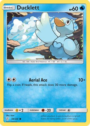 Ducklett 059  - Reverse Holofoil SM  Cosmic Eclipse - Common
