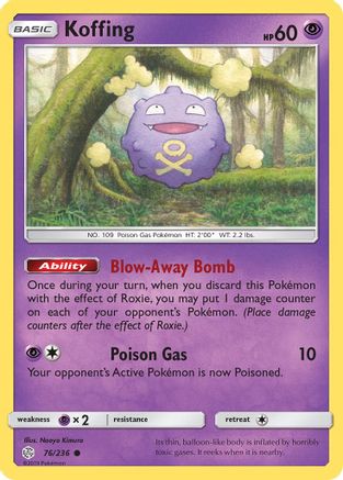 Koffing 076  - Reverse Holofoil SM  Cosmic Eclipse - Common