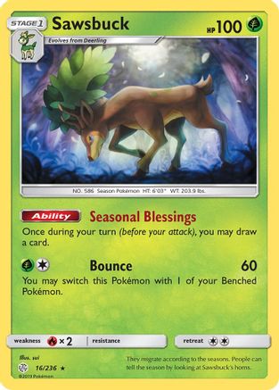 Sawsbuck  - Holofoil SM  Cosmic Eclipse - Holo Rare
