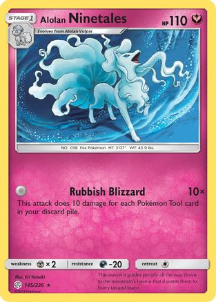 Alolan Ninetales 145  - Reverse Holofoil SM  Cosmic Eclipse - Holo Rare