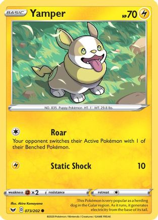 Yamper (073) (073) 073  - Reverse Holofoil SWSH01 Sword & Shield Base Set - Common