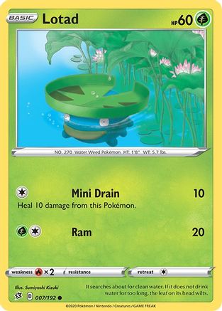 Lotad 007  - Reverse Holofoil SWSH02 Rebel Clash - Common