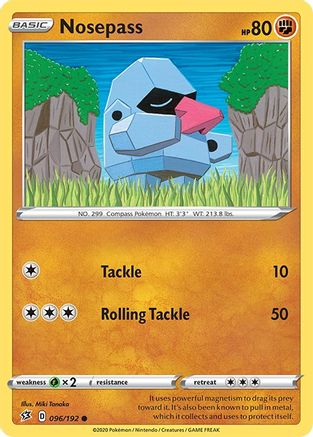 Nosepass/192  - Reverse Holofoil SWSH02 Rebel Clash - Common